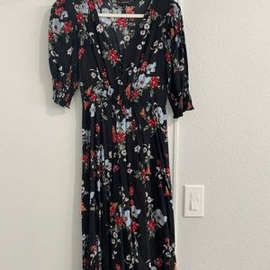 Black Banana Republic dress with flowers